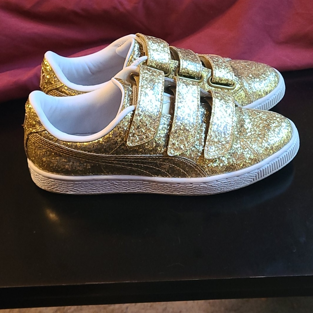 Puma gold glitter sneakers